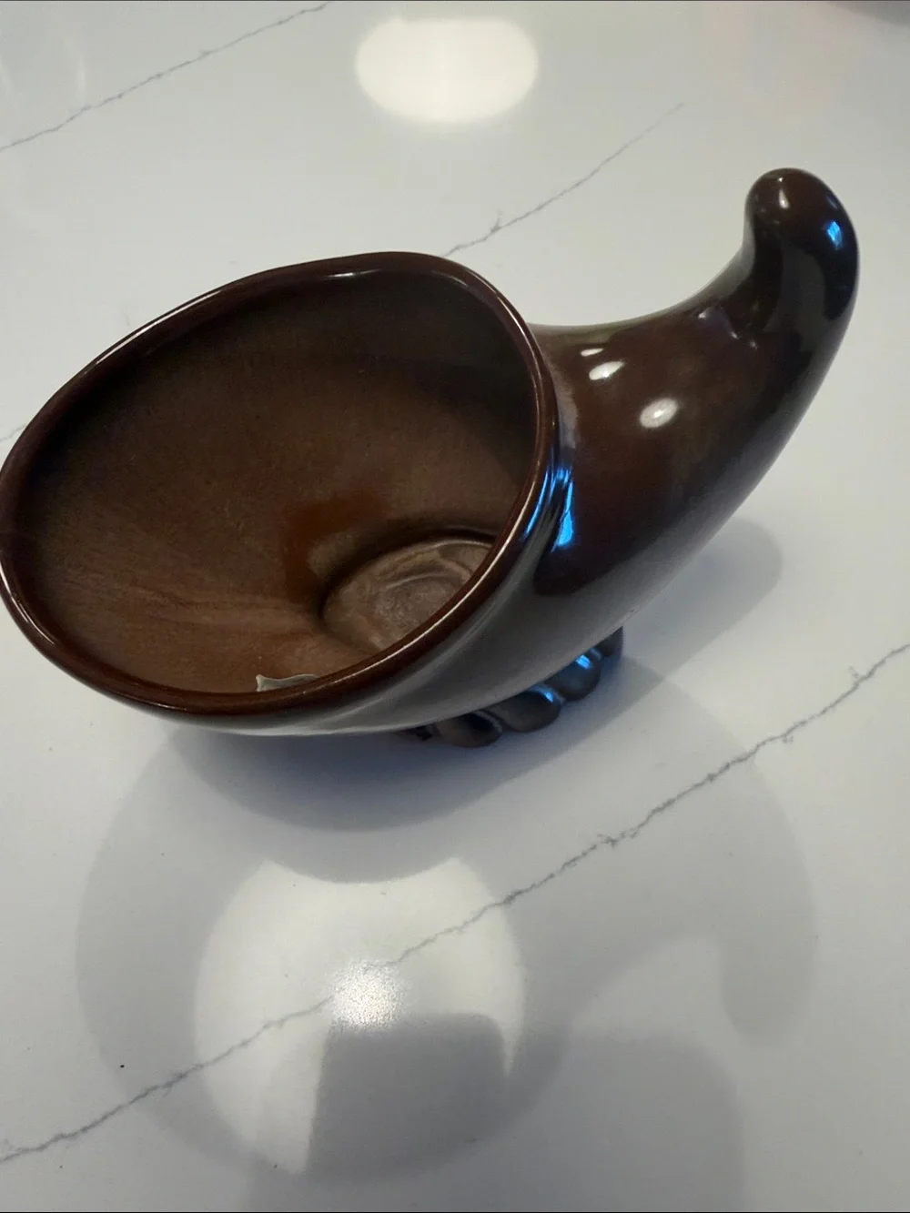 Frankoma cornucopia vintage milk chocolate brown vase